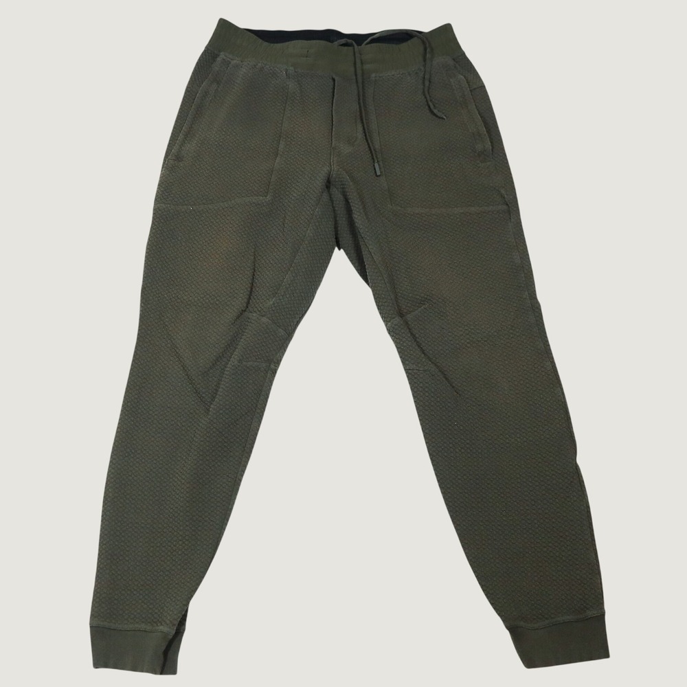 Lululemon At Ease Jogger Mens Med Dark Olive Green Textured Waffle Knit Pants